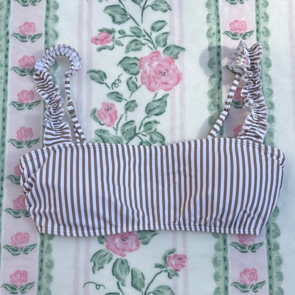 Abercrombie Striped Ruffle Bikini Top